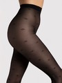 Mikronetz-Strumpfhose mit zartem floralem Muster von Fiore, schwarz, Gr. S Mikronetz-Strumpfhose mit zartem floralem Muster von Fiore, schwarz, Gr. S