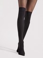 Strumpfhose mit Overknee-Optik und zartem Rippenmuster von Fiore, schwarz, Gr. XL