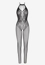 Netz-Bodystocking mit offenem Schritt und raffiniertem Muster in Spitzenoptik von Marilyn, schwarz